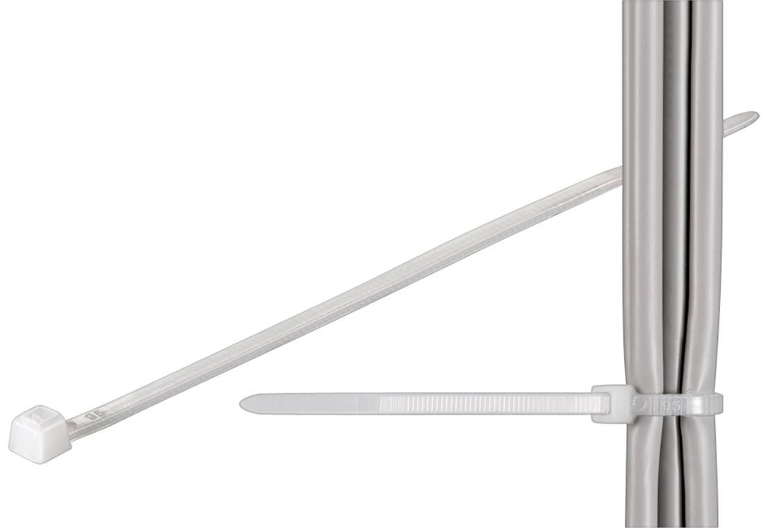 100x Goobay 17066 Kabelbinder, wetterfester Nylon, Transparent-weiß - 4,35 mm breit und 275 mm lang, transparent-weiß