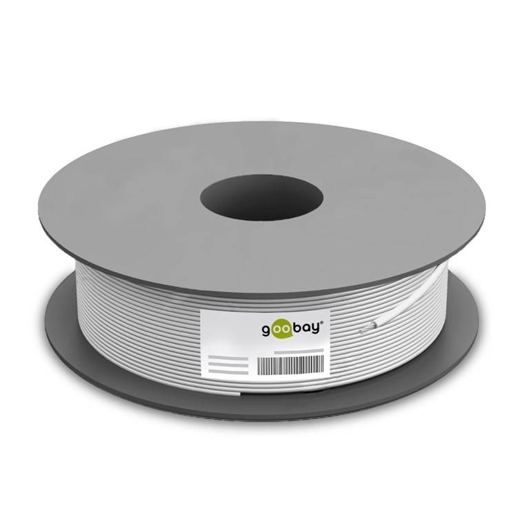 1x Goobay 45851 Telefonflachkabel 6-adrig, 500 m Rolle, AWG 28, CCA (kupferkaschiertes Aluminium), 500 m, Schwarz - Kupferkaschierter