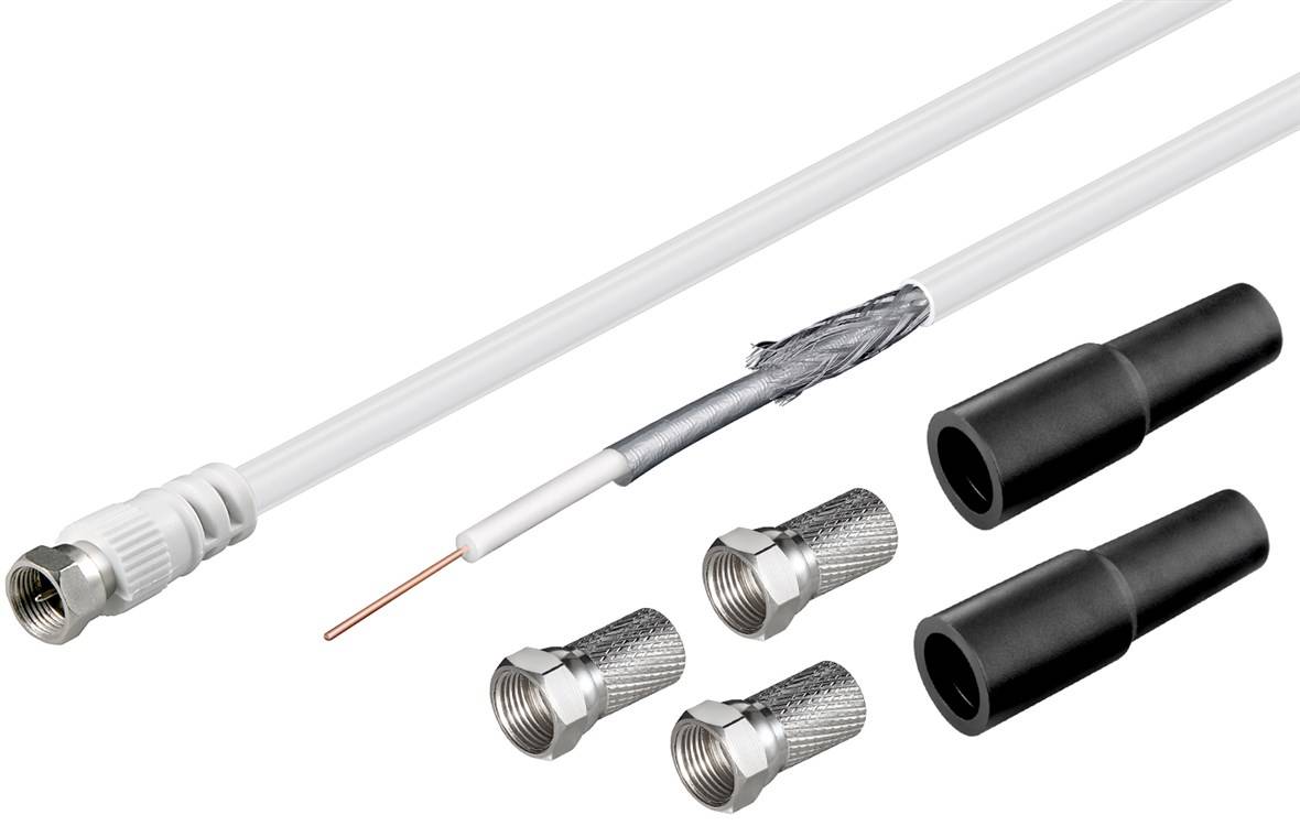 10x Goobay 51625 100 dB Koax-Antennenkabel-Set, 20 m - doppelt geschirmtes LNB-Anschlusskabel mit F-Steckern