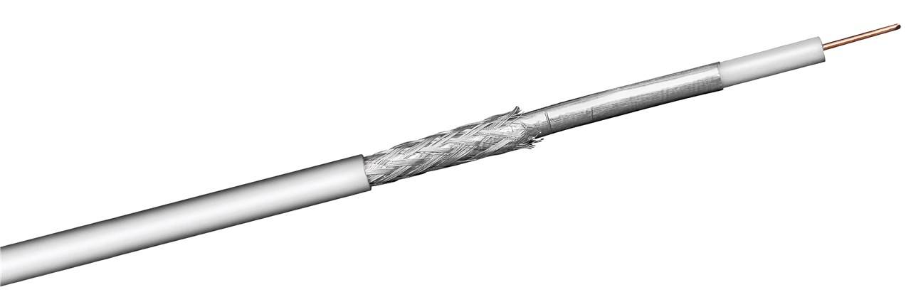 1x Goobay 67102 100 dB SAT-Koaxialkabel, doppelt geschirmt, CCS, 250 m, Weiß - Koax-Kabel für digitale SAT- und BK-Kabelanlagen