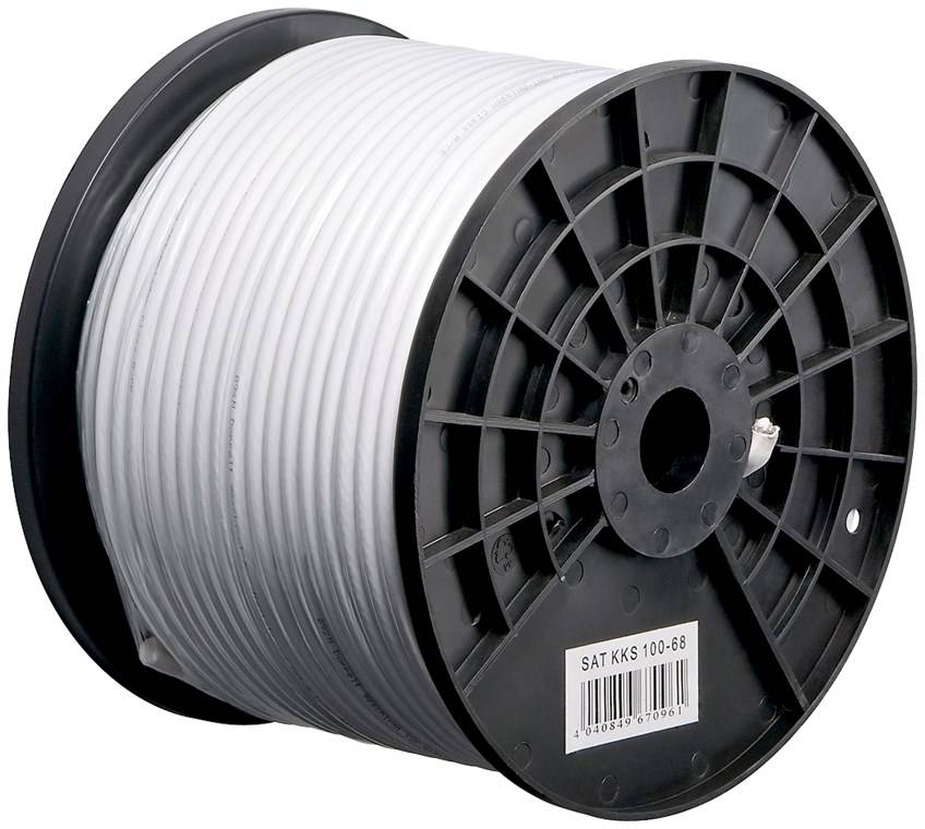 1x Goobay 67102 100 dB SAT-Koaxialkabel, doppelt geschirmt, CCS, 250 m, Weiß - Koax-Kabel für digitale SAT- und BK-Kabelanlagen