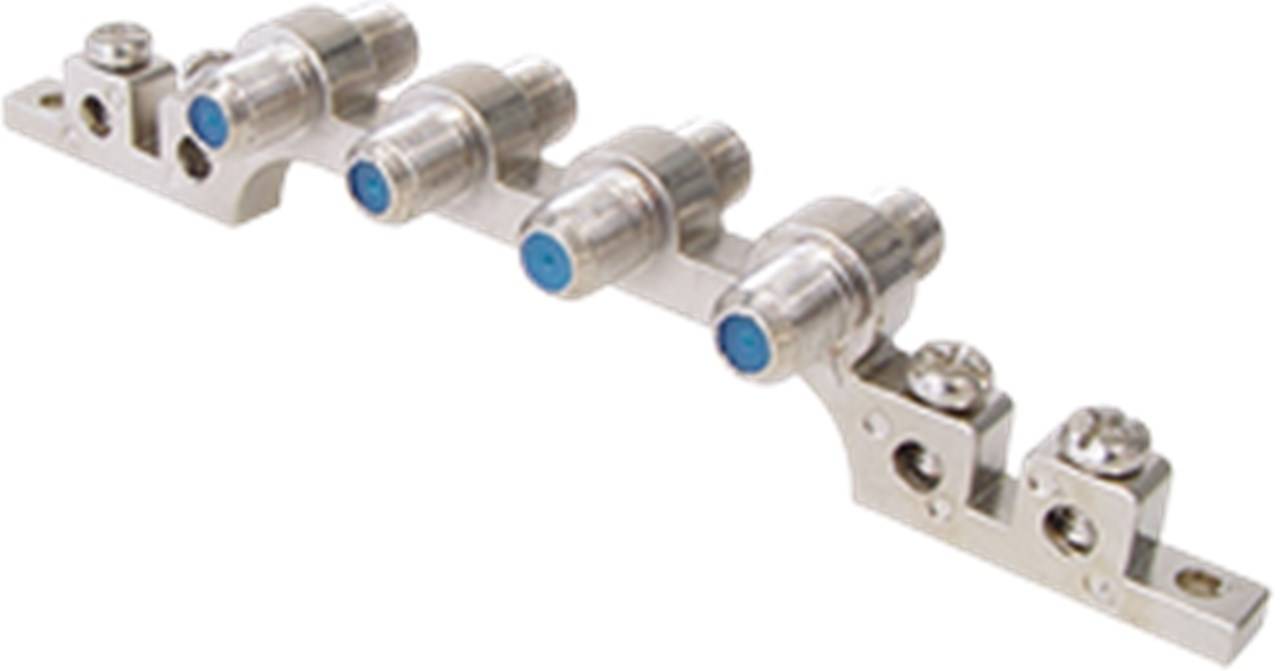 10x Goobay 67006 4-fach F-Erdungsblock, 4 x out - 4x F-Kupplung > 4x F-Kupplung