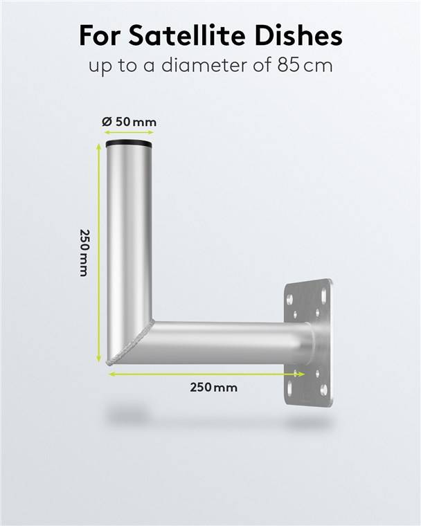 20x Goobay 67300 Aluminium Sat-Schüssel-Wandhalterung, 250 mm Wandabstand - hochwertige Halterung für Satellitenschüsseln aus rostfreiem und wetter