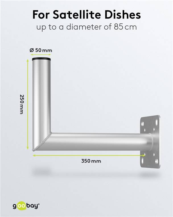 20x Goobay 67301 Aluminium Sat-Schüssel-Wandhalterung, 350 mm Wandabstand - hochwertige Halterung für Satellitenschüsseln aus rostfreiem und wetter