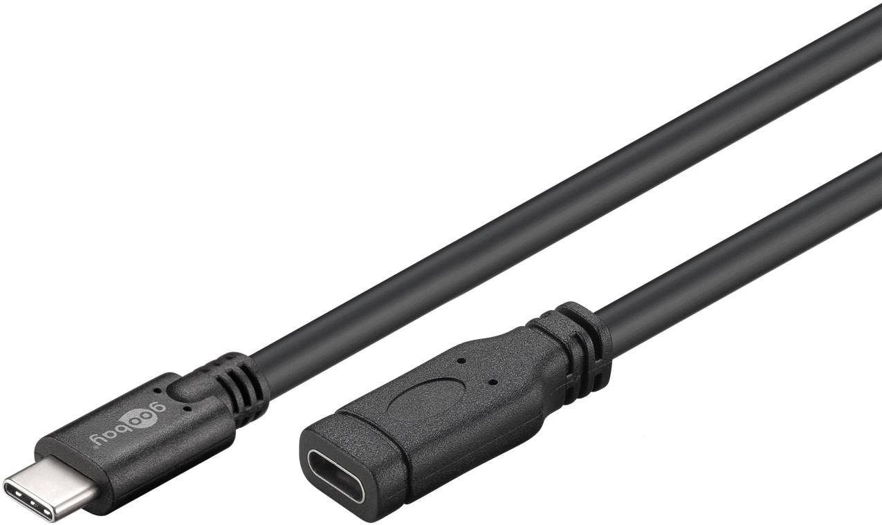 100x Goobay 45393 USB-C™-Verlängerung, USB 3.1 Gen 1, 1 m, schwarz, 1 m - USB-C™-Stecker > USB-C™-Buchse