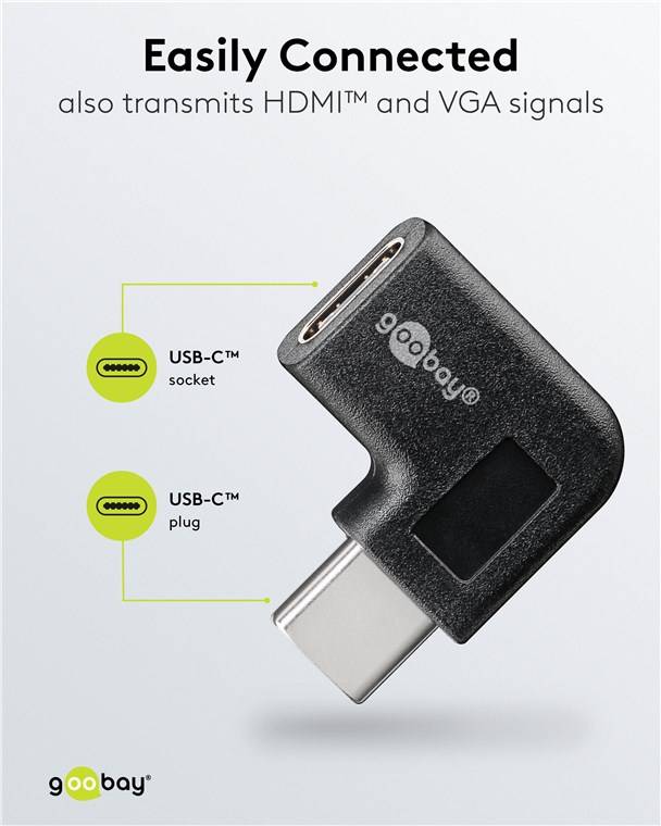200x Goobay 45402 Adapter USB-C™ auf USB-C™ 90°, schwarz - USB-C™-Buchse > USB-C™-Stecker