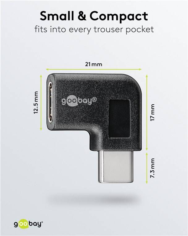 200x Goobay 45402 Adapter USB-C™ auf USB-C™ 90°, schwarz - USB-C™-Buchse > USB-C™-Stecker
