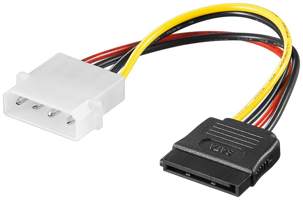 10x Goobay 50674 PC-Stromkabel/Stromadapter, 5.25-Stecker zu SATA, 0.13 m - 4-pol. 5,25-Powerstecker > 15-pol. S-ATA