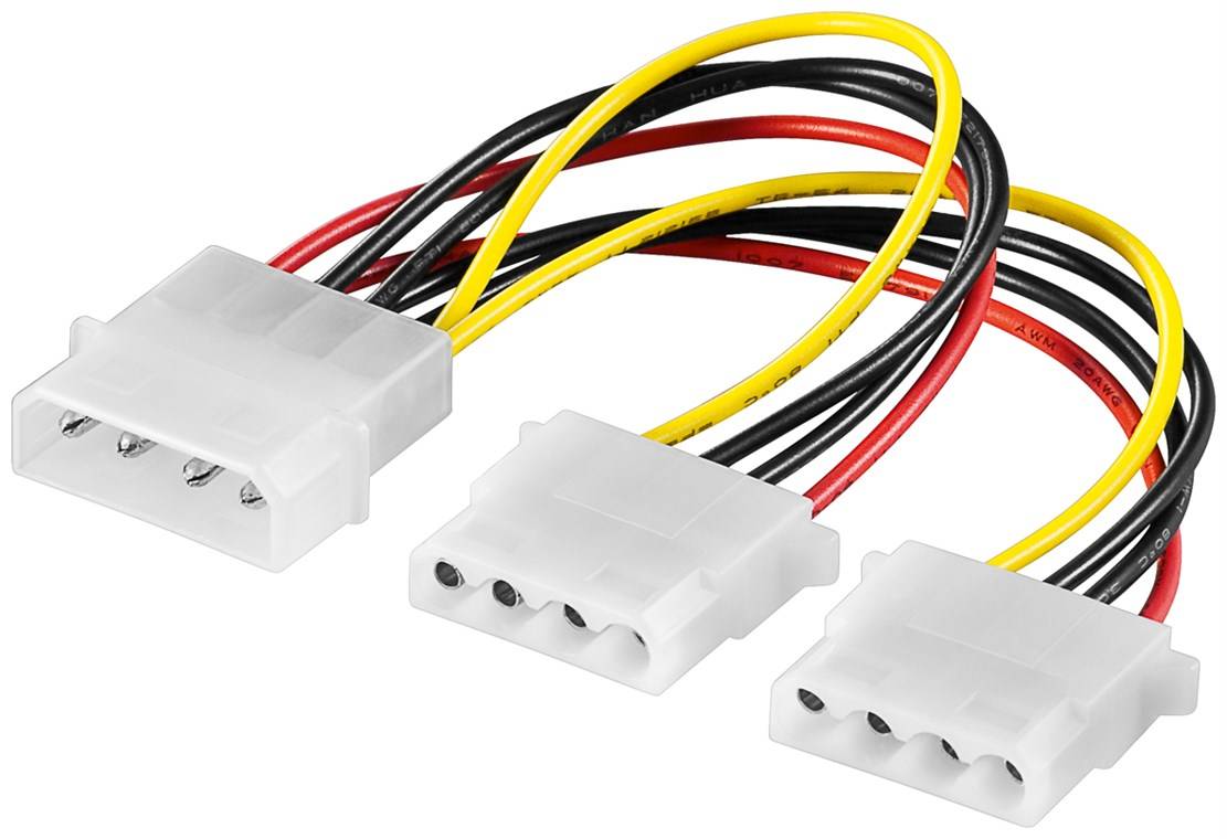 10x Goobay 50684 PC Y-Stromkabel/Stromadapter 5.25, 1x Stecker zu 2x Buchse, 0.16 m - HDD/5,25 Zoll-Stecker (4-Pin) > 2x HDD/5,25 Zoll-Buchse