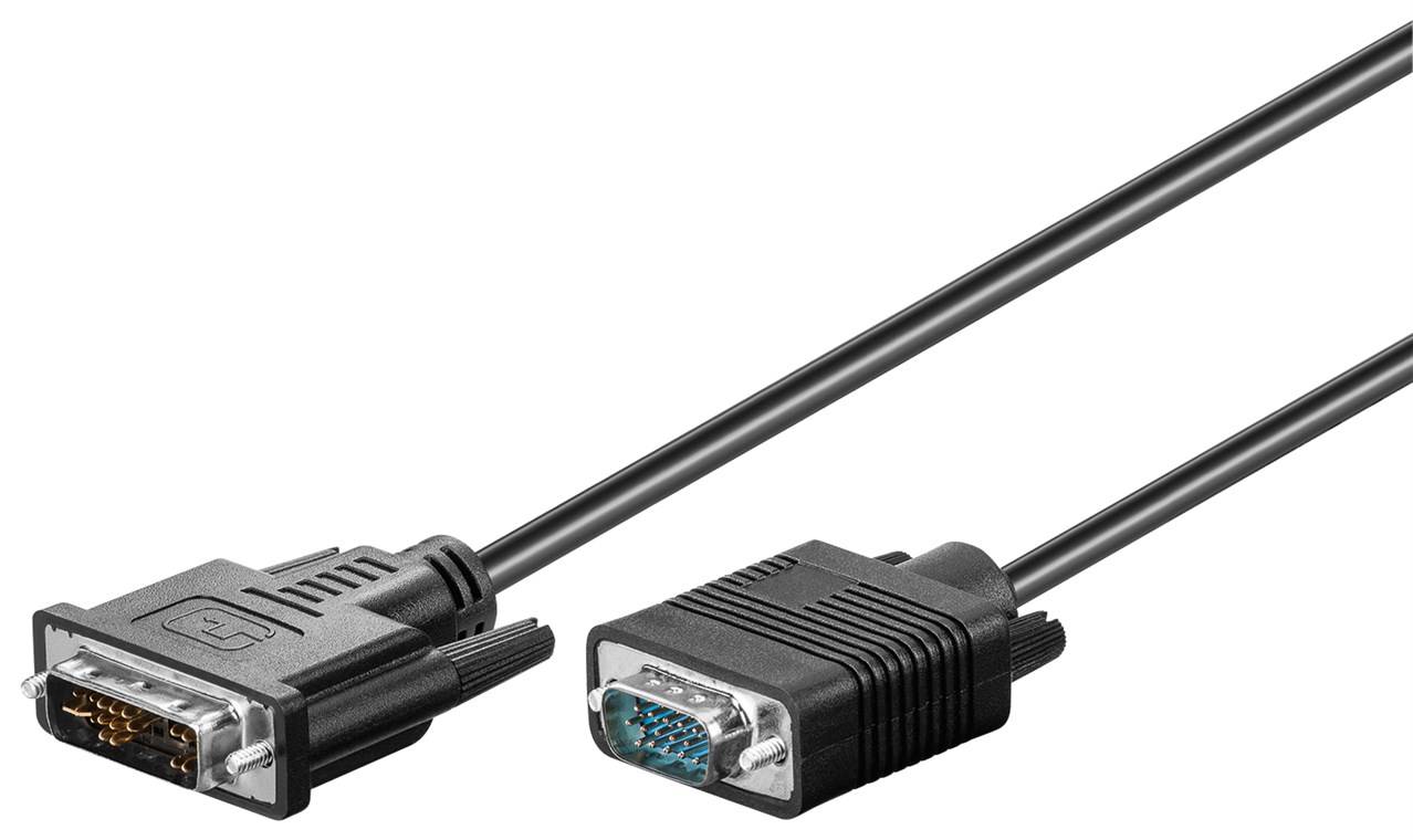 35x Goobay 50990 DVI-A/VGA Full HD-Kabel, vernickelt, 2 m, Schwarz - DVI-A-Stecker (12+5 pin) > VGA-Stecker (15-polig)