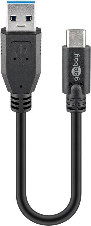 100x Goobay 45247 Sync & Charge Super Speed USB-C™ auf USB A 3.0 Ladekabel, 0.15 m, Schwarz - USB-3.0-Stecker (Typ A) > USB-C™-Stecker
