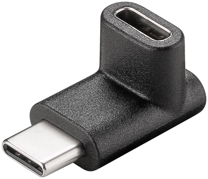 400x Goobay 55556 Adapter USB-C™ auf USB-C™ 90°, schwarz - USB-C™-Buchse > USB-C™-Stecker