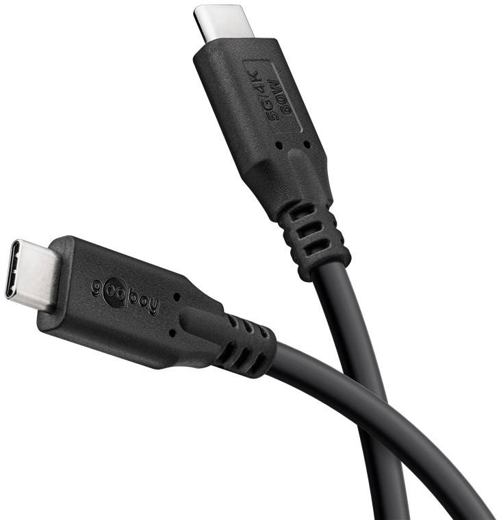 100x Goobay 66509 USB-C™-Kabel, USB 3.2, 4K/60 Hz, 60 W, 5 Gbit/s, Power Delivery, 3 m, 3 m, schwarz - USB-C™-Stecker > USB-C™-Stecker