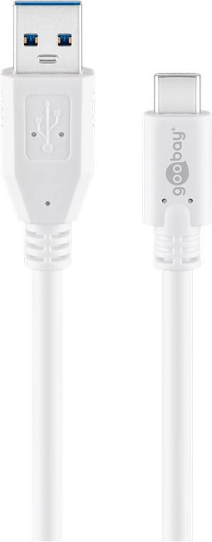 200x Goobay 67185 USB-C™ auf USB A 3.0 Kabel, weiß, 0.5 m - USB-3.0-Stecker (Typ A) > USB-C™-Stecker
