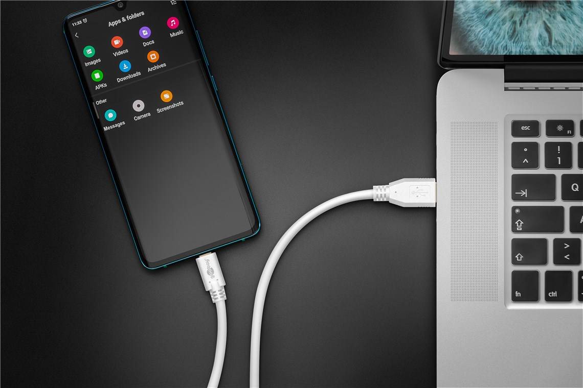 200x Goobay 67185 USB-C™ auf USB A 3.0 Kabel, weiß, 0.5 m - USB-3.0-Stecker (Typ A) > USB-C™-Stecker