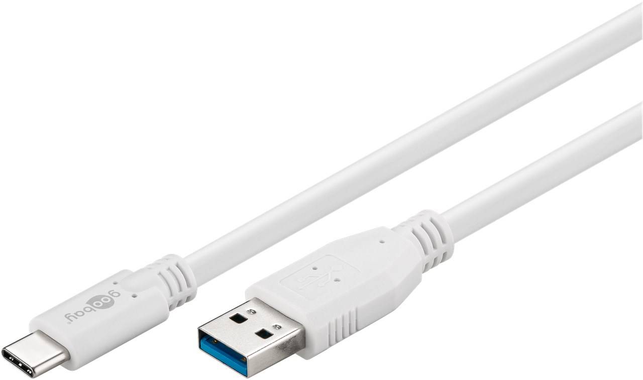 200x Goobay 67185 USB-C™ auf USB A 3.0 Kabel, weiß, 0.5 m - USB-3.0-Stecker (Typ A) > USB-C™-Stecker