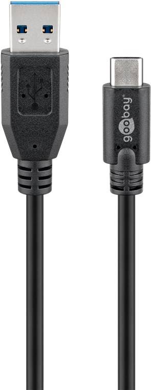 100x Goobay 73141 Sync & Charge Super Speed USB-C™ auf USB A 3.0 Ladekabel, 3 m, Schwarz - USB-3.0-Stecker (Typ A) > USB-C™-Stecker
