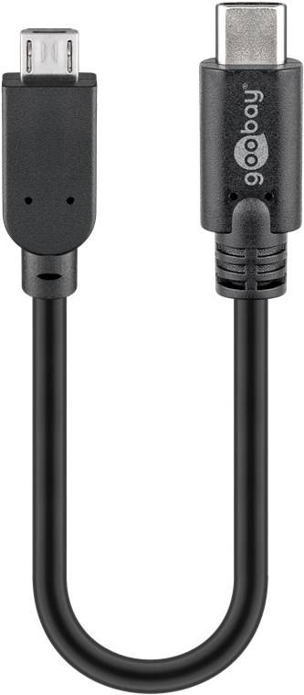 300x Goobay 67895 USB 2.0 Kabel USB-C™ auf Micro-B, 0,2 m, schwarz, 0.2 m - Typ-C-Datenkabel mit USB 2.0-Micro-Stecker (Typ B) > USB-C™-Stecker