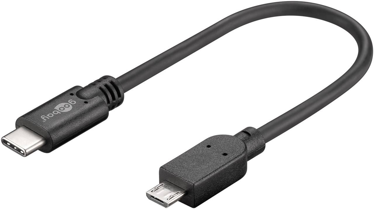 300x Goobay 67895 USB 2.0 Kabel USB-C™ auf Micro-B, 0,2 m, schwarz, 0.2 m - Typ-C-Datenkabel mit USB 2.0-Micro-Stecker (Typ B) > USB-C™-Stecker