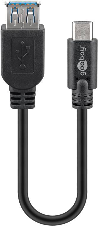 300x Goobay 67894 Sync & Charge Super Speed USB-C™ auf USB A 3.0 Verlängerungskabel, 0.2 m, Schwarz - USB-3.0-Buchse (Typ A) > USB-C™-Stecker