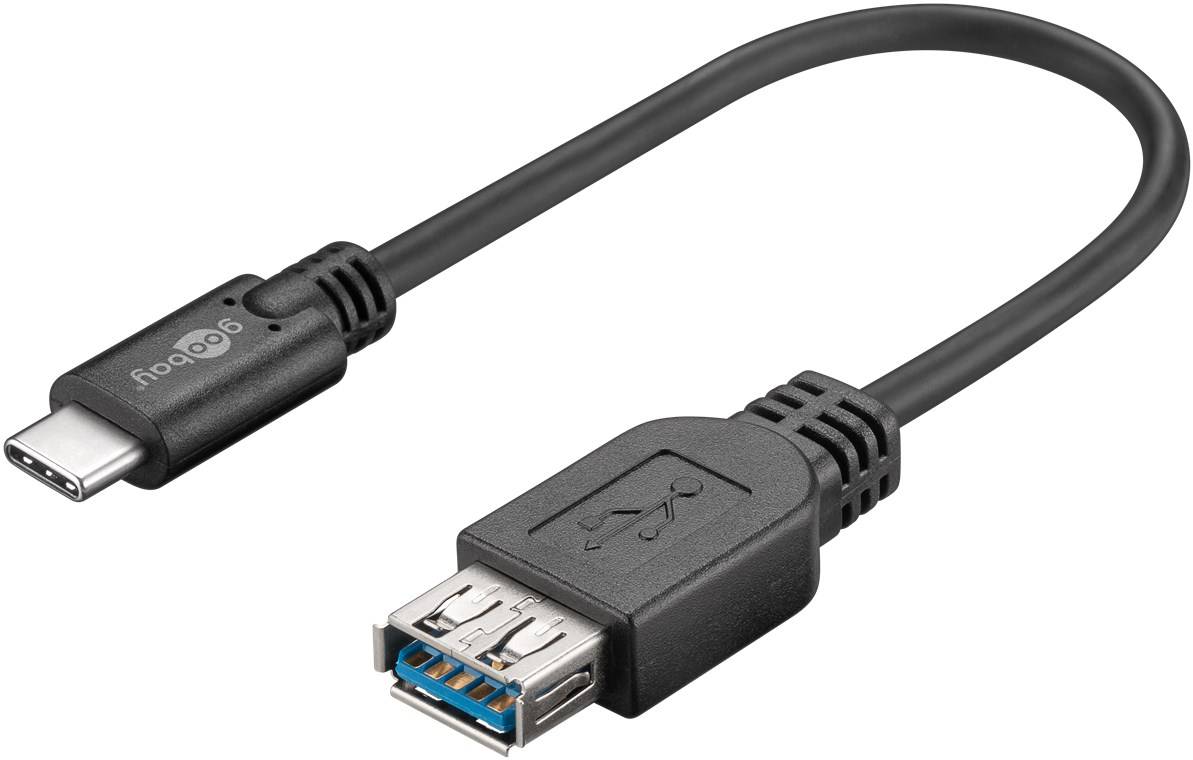 300x Goobay 67894 Sync & Charge Super Speed USB-C™ auf USB A 3.0 Verlängerungskabel, 0.2 m, Schwarz - USB-3.0-Buchse (Typ A) > USB-C™-Stecker