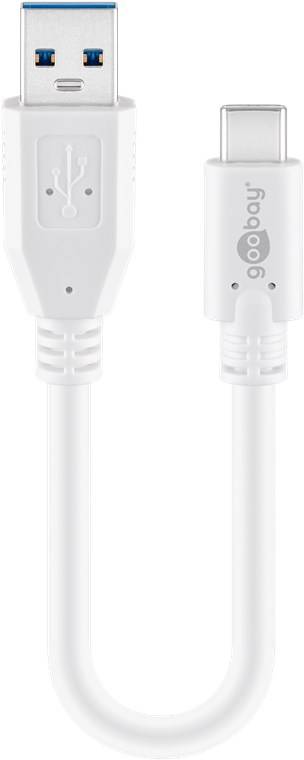 300x Goobay 67189 USB-C™ auf USB A 3.0 Kabel, weiß, 0.2 m - USB-3.0-Stecker (Typ A) > USB-C™-Stecker