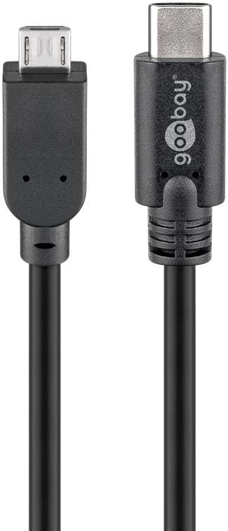 200x Goobay 67992 USB 2.0 Kabel USB-C™ auf Micro-B 2.0, Schwarz, 0.6 m - USB 2.0-Micro-Stecker (Typ B) > USB-C™-Stecker