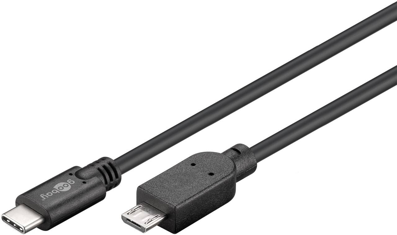 200x Goobay 67992 USB 2.0 Kabel USB-C™ auf Micro-B 2.0, Schwarz, 0.6 m - USB 2.0-Micro-Stecker (Typ B) > USB-C™-Stecker