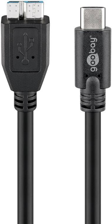 200x Goobay 67995 USB-C™ auf Micro-B 3.0 Kabel, schwarz, 0.6 m - USB 3.0-Micro-Stecker (Typ B) > USB-C™-Stecker