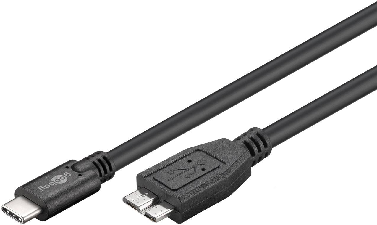 200x Goobay 67995 USB-C™ auf Micro-B 3.0 Kabel, schwarz, 0.6 m - USB 3.0-Micro-Stecker (Typ B) > USB-C™-Stecker