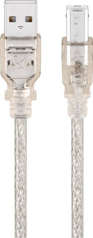 220x Goobay 68606 USB 2.0 Hi-Speed-Kabel, transparent, 1 m - USB-2.0-Stecker (Typ A) > USB-2.0-Stecker (Typ B)
