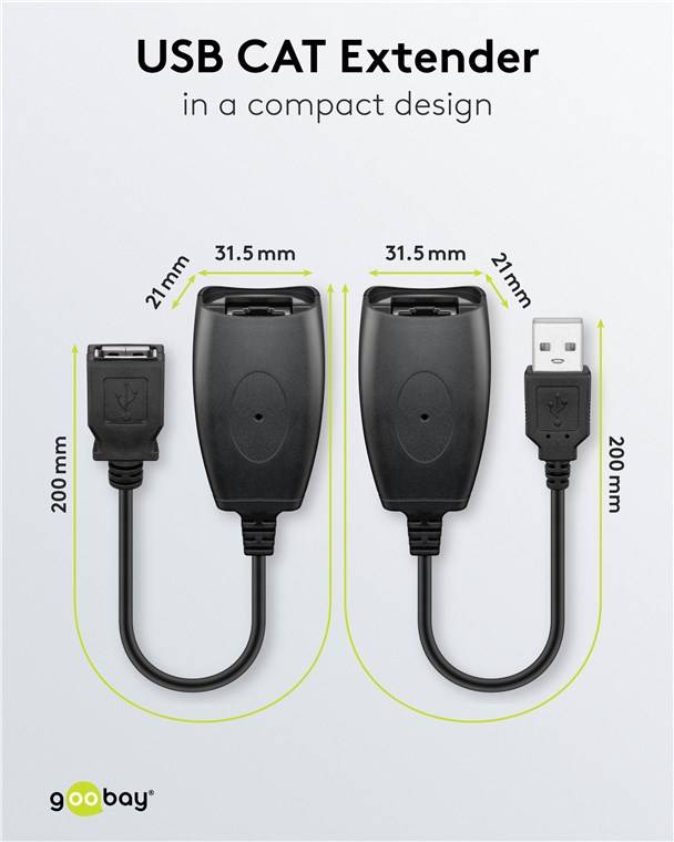 40x Goobay 93321 USB-Verlängerungsadapter bis 40 m über CAT-Kabel - USB-1.1-Stecker (Typ A) > USB-1.1-Buchse (Typ A)