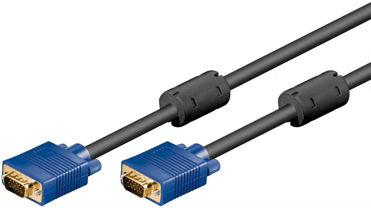 5x Goobay 93368 Full HD SVGA-Monitorkabel, vergoldet, 1.8 m, Blau-Schwarz - VGA-Stecker (15-polig) > VGA-Stecker (15-polig)