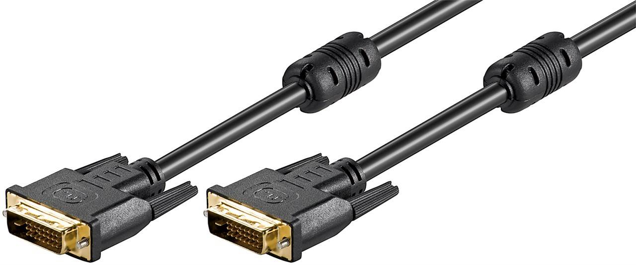 25x Goobay 93574 DVI-D Full HD-Kabel Dual Link, vergoldet, 1.8 m, Schwarz - DVI-D-Stecker Dual-Link (24+1 pin) > DVI-D-Stecker Dual-Link (24+1 pin)