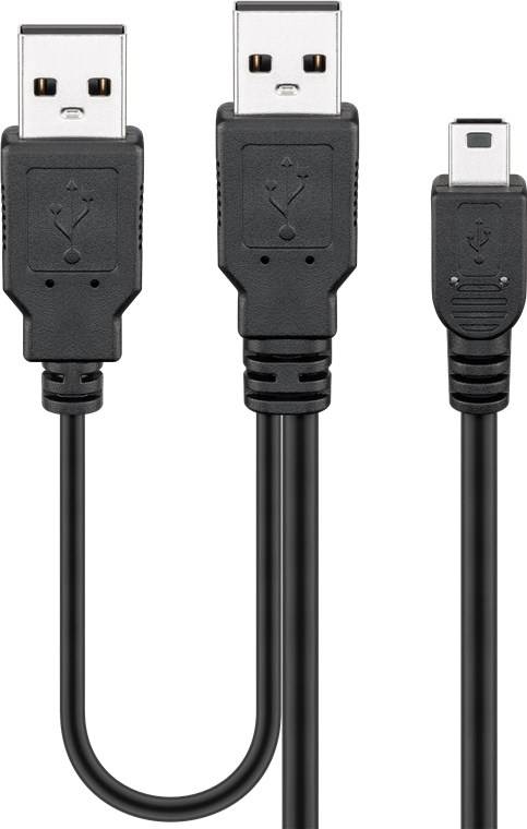 180x Goobay 93587 USB 2.0 Hi-Speed Dual-Power-Kabel, schwarz, 0.6 m - USB-2.0-Stecker (Typ A) + USB-2.0-Stecker (Typ A) > USB 2.0-Mini-Stecker (Typ