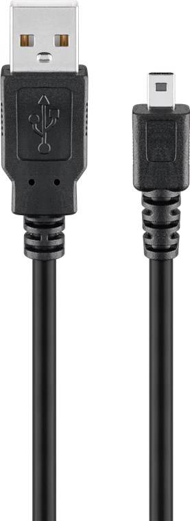 10x Goobay 93972 USB 2.0 Hi-Speed-Kabel, Schwarz, 1.8 m - USB-2.0-Stecker (Typ A) > USB 2.0-Mini-Stecker (Typ B, 8-Pin)