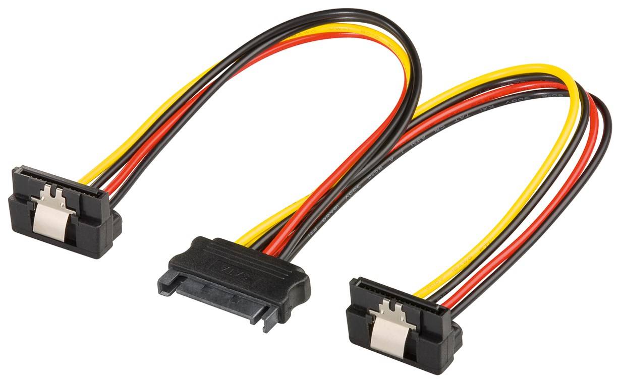 10x Goobay 95115 PC Y-Stromkabel/Stromadapter, SATA 1x Buchse zu 2x Stecker 90°, 0.2 m - SATA Standard Buchse > 2x SATA-Standard Stecker 90°