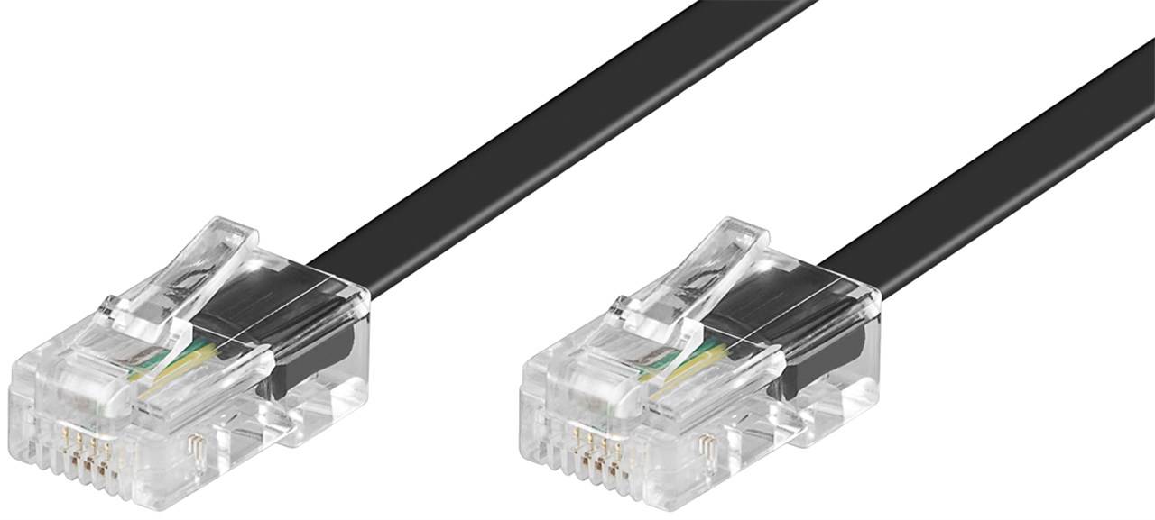 10x Goobay 50255 ISDN-Modularanschlusskabel, 3 m, Schwarz - Kupferkaschierter Aluminiumleiter (CCA), RJ45-Stecker (8P4C) > RJ45-Stecker (8P4C)
