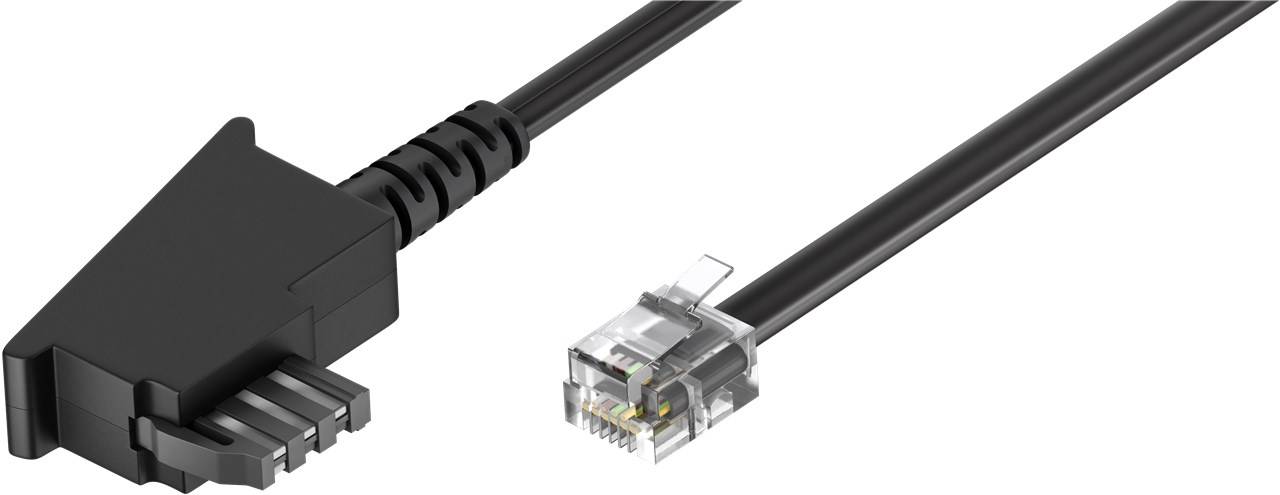 10x Goobay 50941 Telefonkabel Iinternational Pinout) 4-polig, 3 m, Schwarz - Kupferkaschierter Aluminiumleiter (CCA), TAE-F-Stecker > RJ11-Stecker