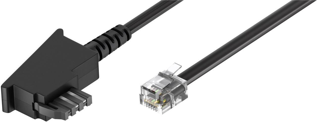 10x Goobay 68536 Telefonkabel (Universal Pinout), schwarz, 6 m - Kupferkaschierter Aluminiumleiter (CCA), TAE-F-Stecker (2-adrig) > RJ11-Stecker