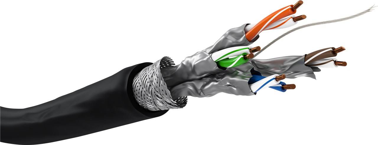 4x Goobay 53867 CAT 7 Outdoor Netzwerkkabel, S/FTP (PiMF), schwarz, 50 m, 50 m - Sauerstofffreier Kupferleiter (OFC), AWG 23/1 (solid)