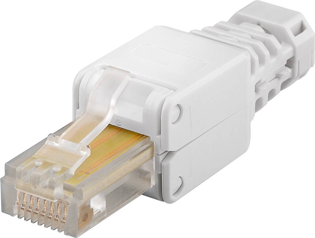 10x Goobay 68859 Werkzeugfreier RJ45-Stecker CAT 5e UTP ungeschirmt - Für 4 Kabeldurchmesser (5,2 mm/6,0 mm/6,4 mm/7,5 mm), Klemmleiste für werkzeug