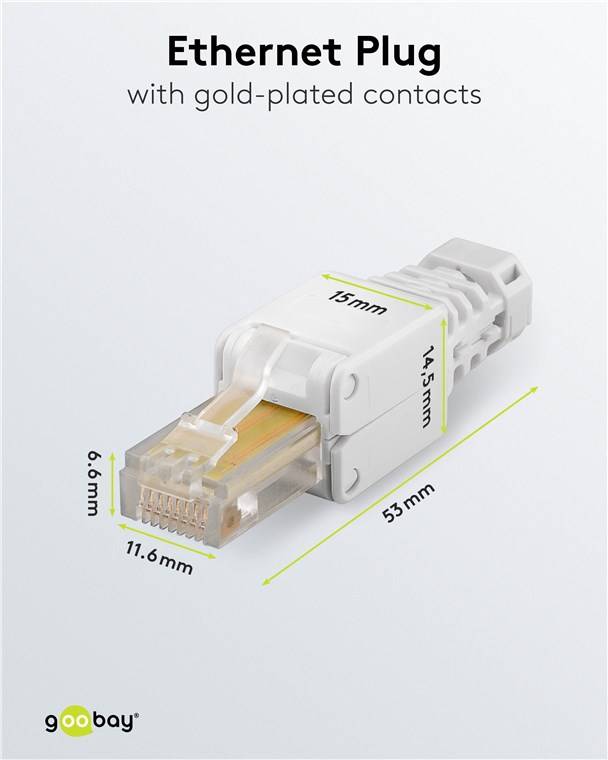10x Goobay 68859 Werkzeugfreier RJ45-Stecker CAT 5e UTP ungeschirmt - Für 4 Kabeldurchmesser (5,2 mm/6,0 mm/6,4 mm/7,5 mm), Klemmleiste für werkzeug