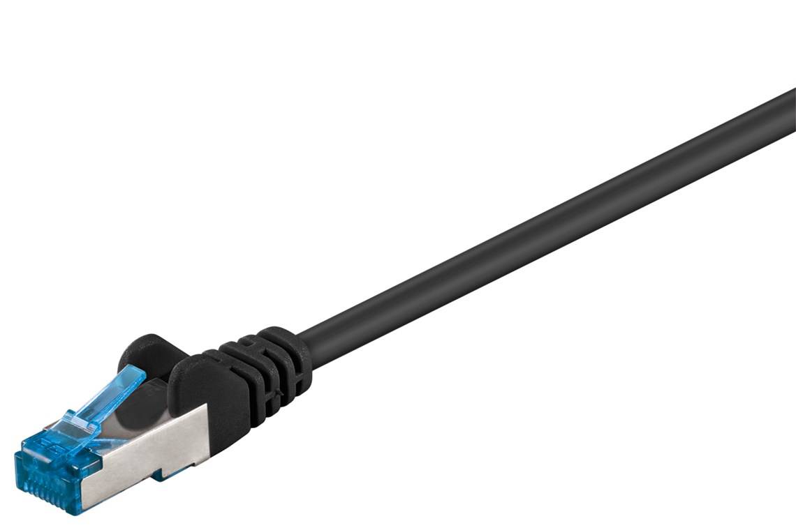 10x Goobay 93853 CAT 6A Patchkabel, S/FTP (PiMF), schwarz, 7.5 m - Kupferleiter (CU), halogenfreier Kabelmantel (LSZH)