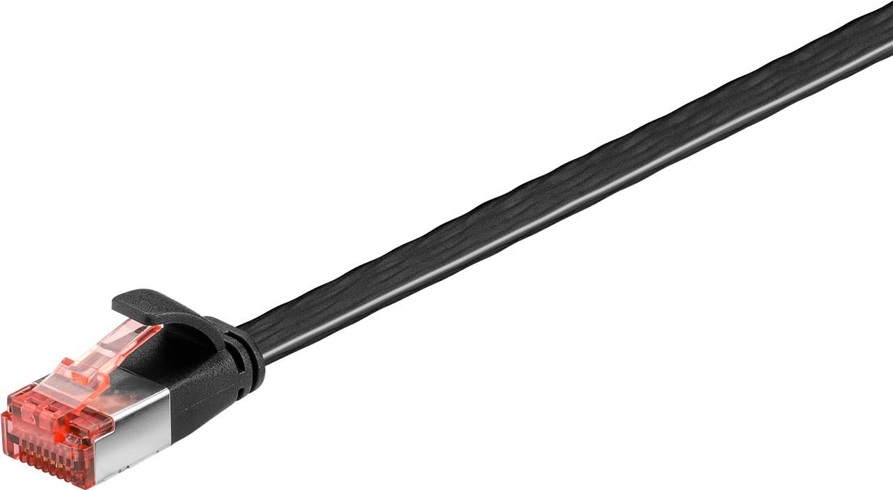 220x Goobay 94232 CAT 6 Flach-Patchkabel, U/FTP, schwarz, 1.5 m - Kupferleiter (CU)