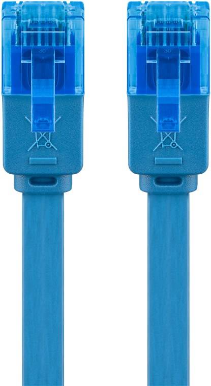 240x Goobay 96306 CAT 6A Flach-Patchkabel, U/UTP, blau, 1 m - Kupferleiter (CU)