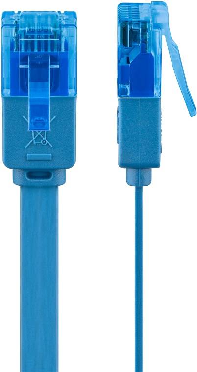 240x Goobay 96306 CAT 6A Flach-Patchkabel, U/UTP, blau, 1 m - Kupferleiter (CU)
