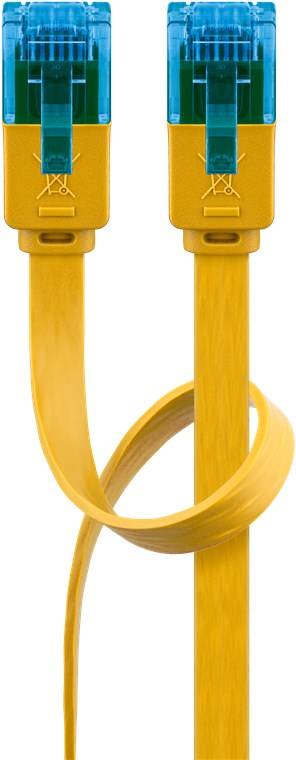 290x Goobay 96296 CAT 6A Flach-Patchkabel, U/UTP, gelb, 0.5 m - Kupferleiter (CU)
