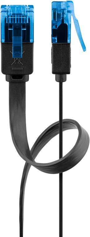 80x Goobay 96345 CAT 6A Flach-Patchkabel, U/UTP, schwarz, 5 m - Kupferleiter (CU)