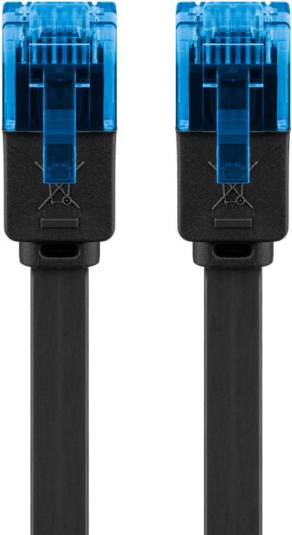 290x Goobay 96301 CAT 6A Flach-Patchkabel, U/UTP, schwarz, 0.5 m - Kupferleiter (CU)